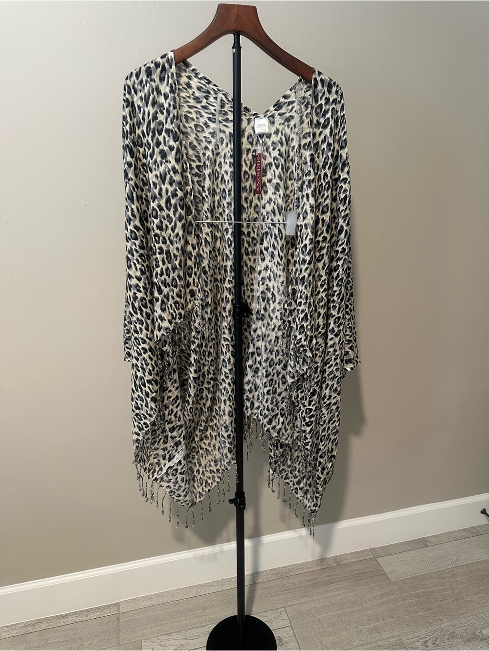 Merona Black & Cream Leopard Print Scarf